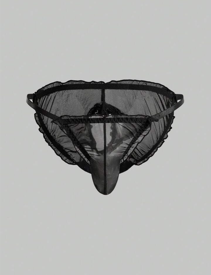 Noir Ruffle Mesh Brief